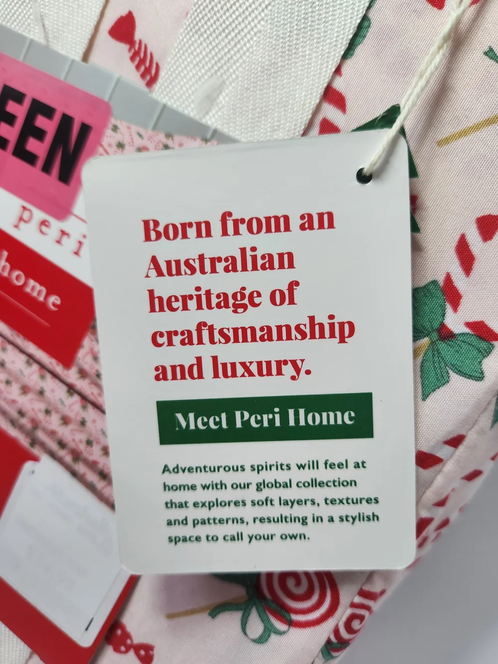 Peri Home Pink Candy Cane Print Sheet Set Queen Size Christmas